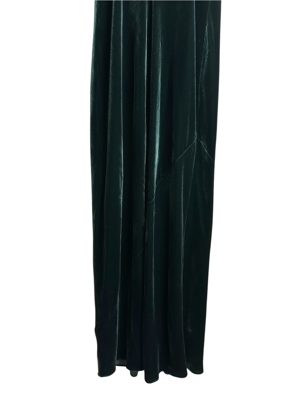 BANANA REPUBLIC Rita Velvet Maxi Dress XL Green Silk Blend Cowl Neck Bias Cut - Picture 8 of 15
